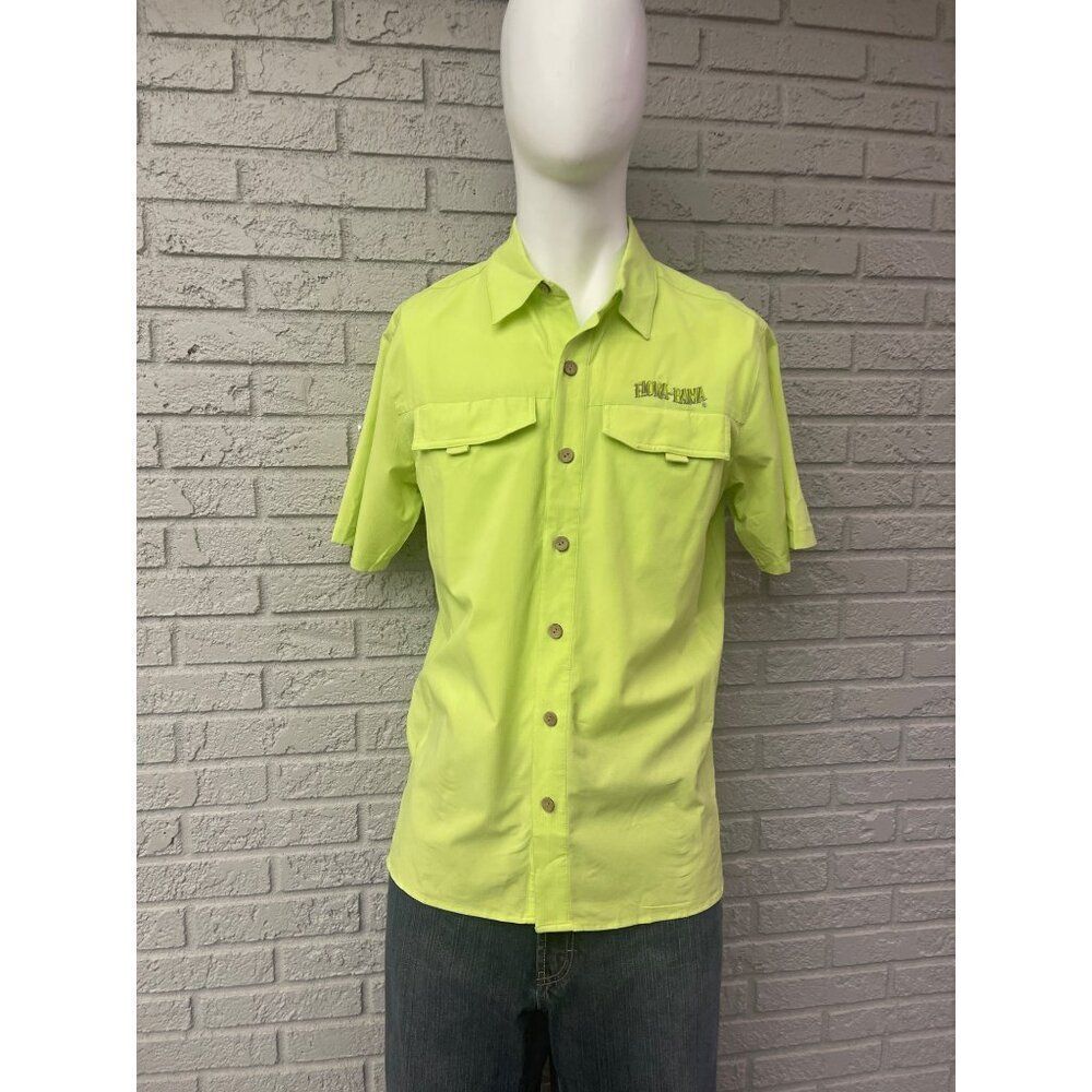 Gillz  Men Lime Green Short Sleeve Fishing Shirt Size M